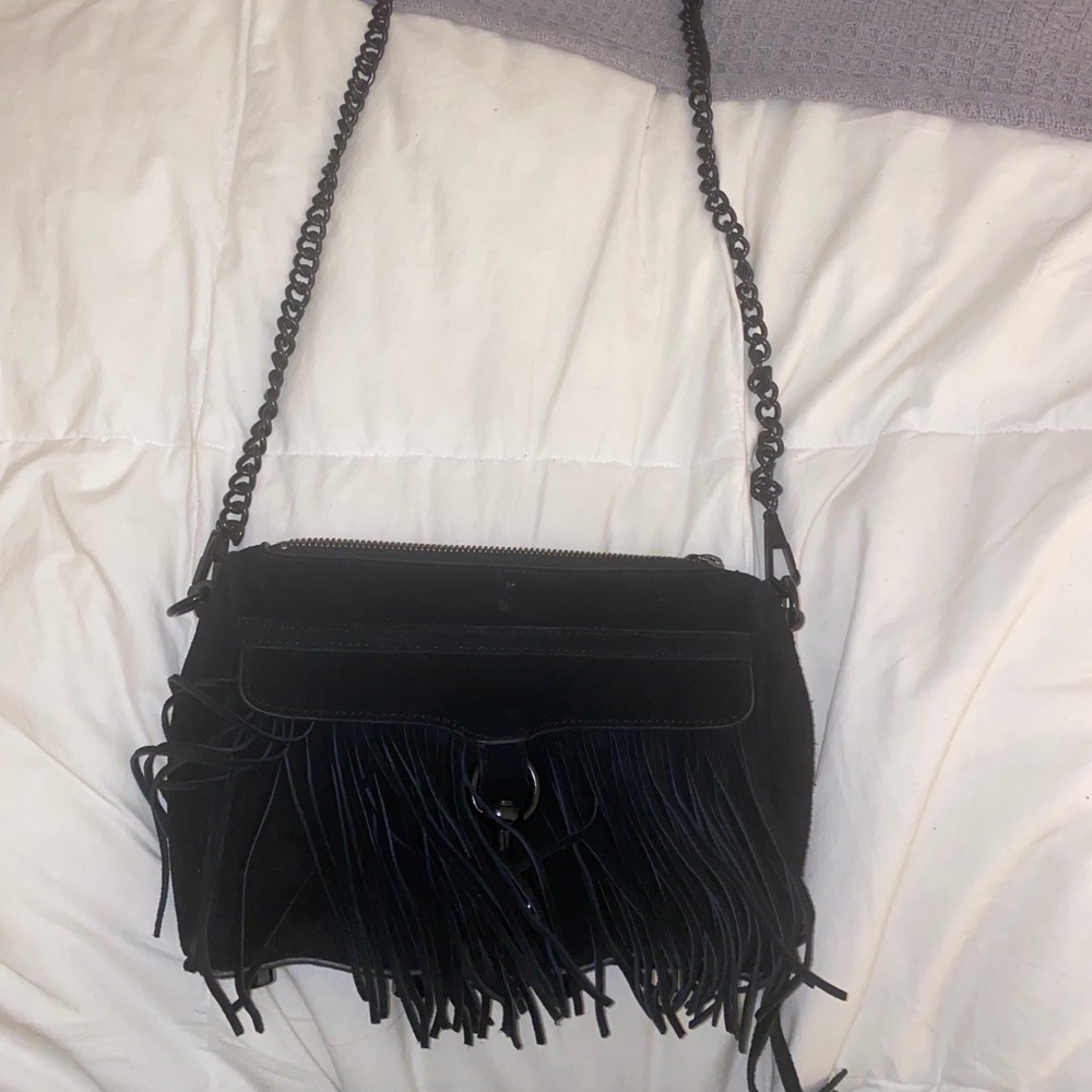 Rebecca Minkoff Black Suede Fringe Crossbody Bag